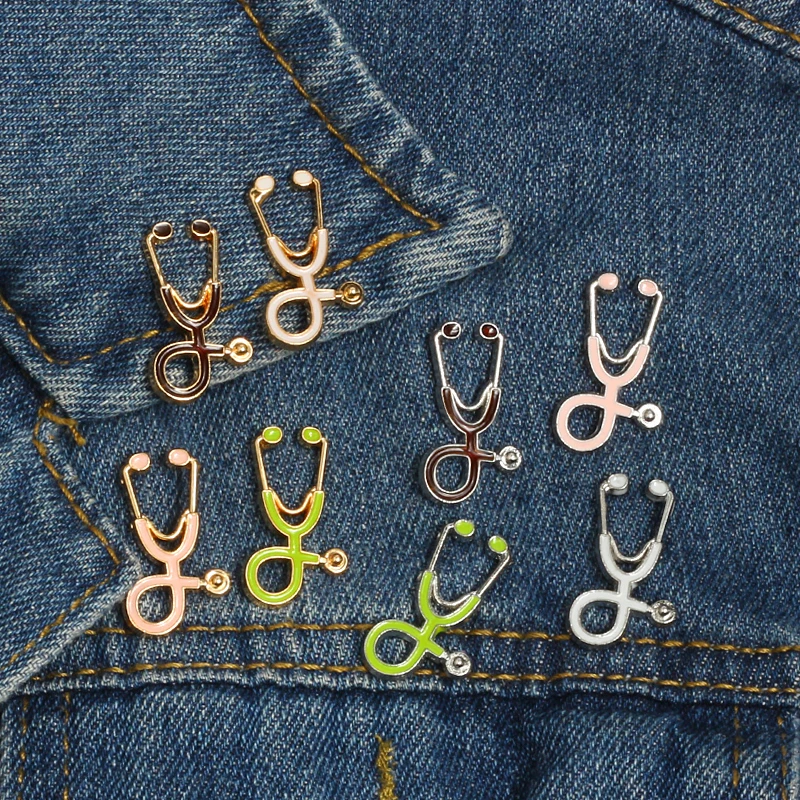 

Mini Stethoscope Brooch Gold Silver Black Enamel Pins Denim Jackets Collars Corsage Badges Pin Medical Doctor Nurse Jewelry Gift