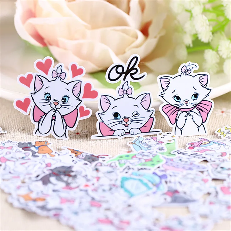 40 pcs Cartoon White cat daily Sticker for Kid DIY Laptop Waterproof Skateboard Moto font b