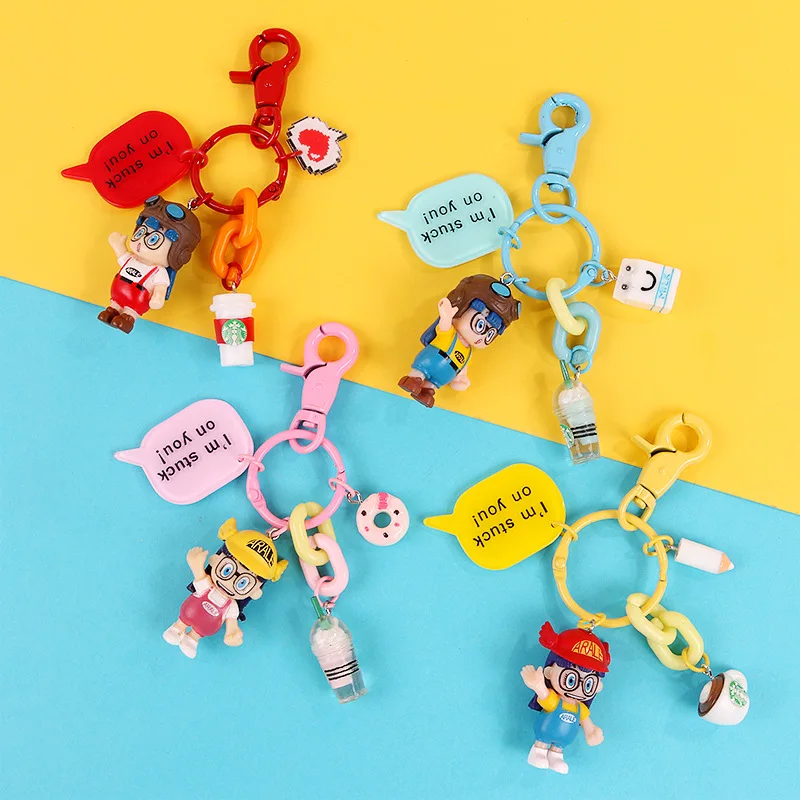 

New 2019 Key Chain Cartoon Model Miniature PVC Action Figures Anime Dr slump Mini Dolls Figurines Keyring Kids Toys for