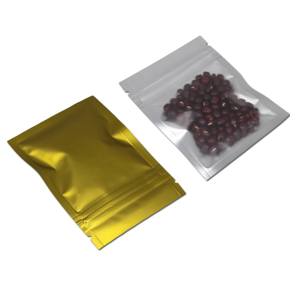 300 шт/партия 7,5*10 см 8 цветов самозапечатывающийся замок из алюминиевой фольги упаковка: полиэтиленовый пакет для контейнер для закусок прозрачные майларовые сумки - Цвет: Golden