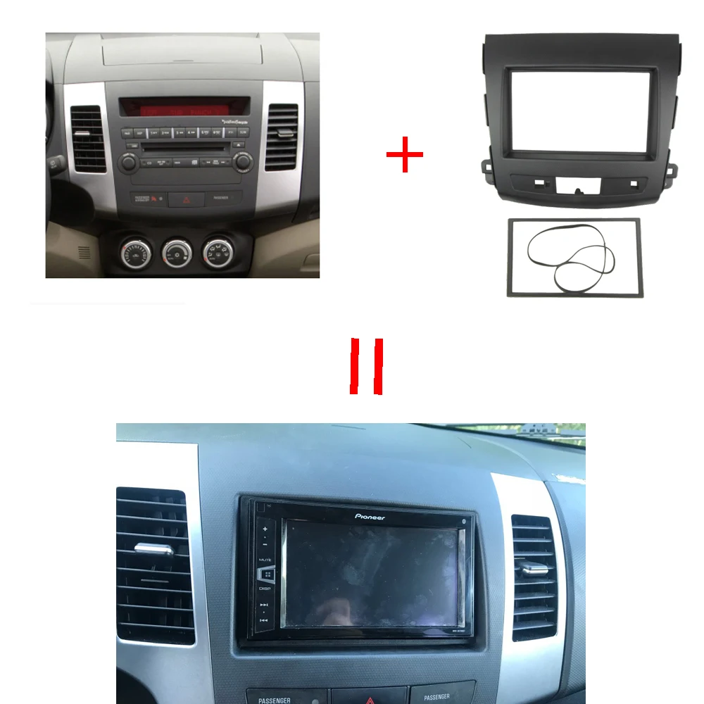 Радио Fascias для MITSUBISHI Outlander Citroen C-Crosser DVD стерео панель Dash двойной Din Установка отделка комплект лицевая рамка