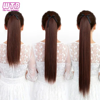 

WTB Summer Cool 22" 100g High Temperature Fiber Silky Straight Synthetic Clip in Drawstring Ponytail Hairpieces for Women
