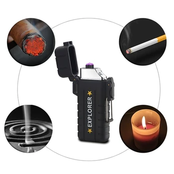 

Outdoors Waterproof Electronic USB Arc Lighter Electric Flameless Rechargeable Double Arc Pulse Windproof Cigarette Lighters