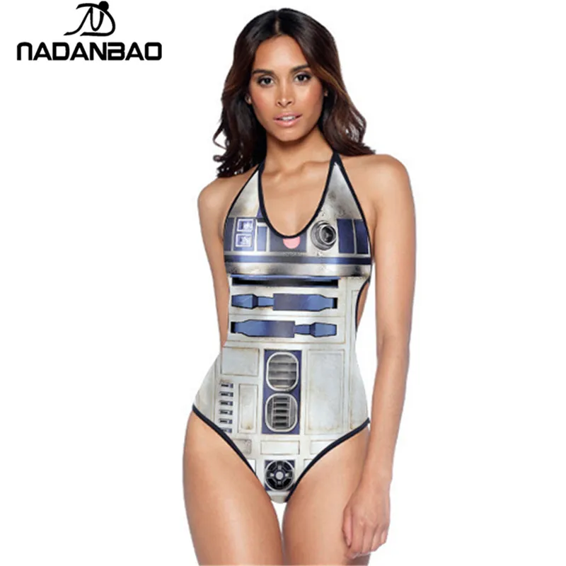 Дизайн Звездные войны R2-D2 цельный купальник женский монокини с хомутом открытая спина купальники Y01035