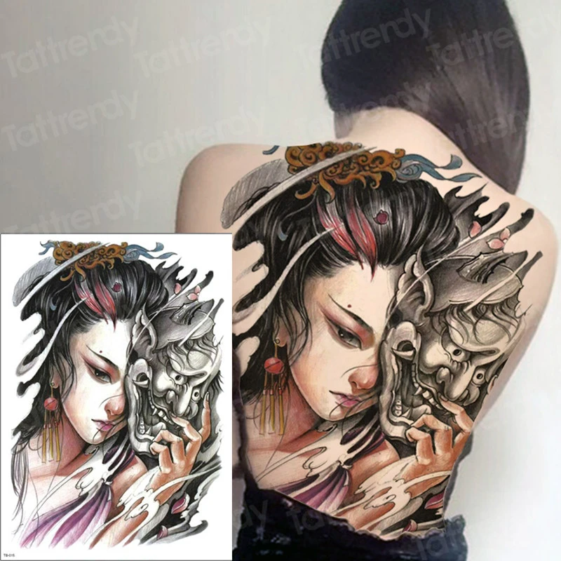 Big Large Full Back Chest Tattoo Sticker Geisha Dragon Tiger Tattoos Body Art Temporary Waterproof Tatoo For Women Men Tattoo Temporary Tattoos Aliexpress