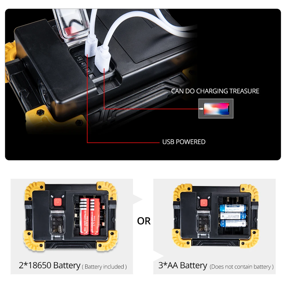 800 люминесцентный перезаряжаемый 30 Вт Рабочий свет портативный светодиодный фонарь 18650 AA на батарейках наружные прожекторы светодиодные фонари фонарик