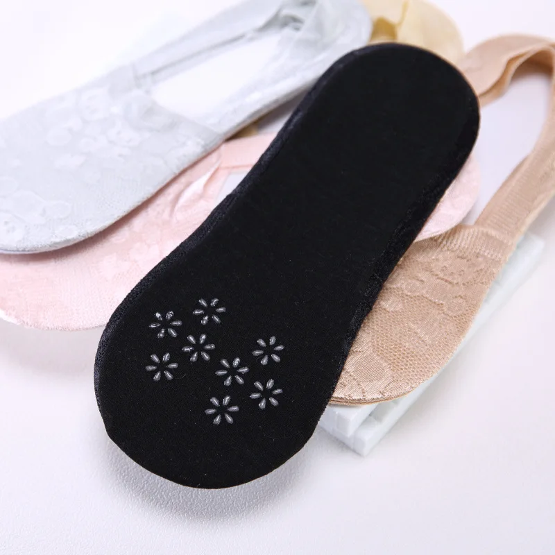 Summer Boat Socks Cute Women Silicone Anti-slip No Show Socks Korean Style Low Cut Sexy Lace Mesh Invisible Sock Skarpetki Niski