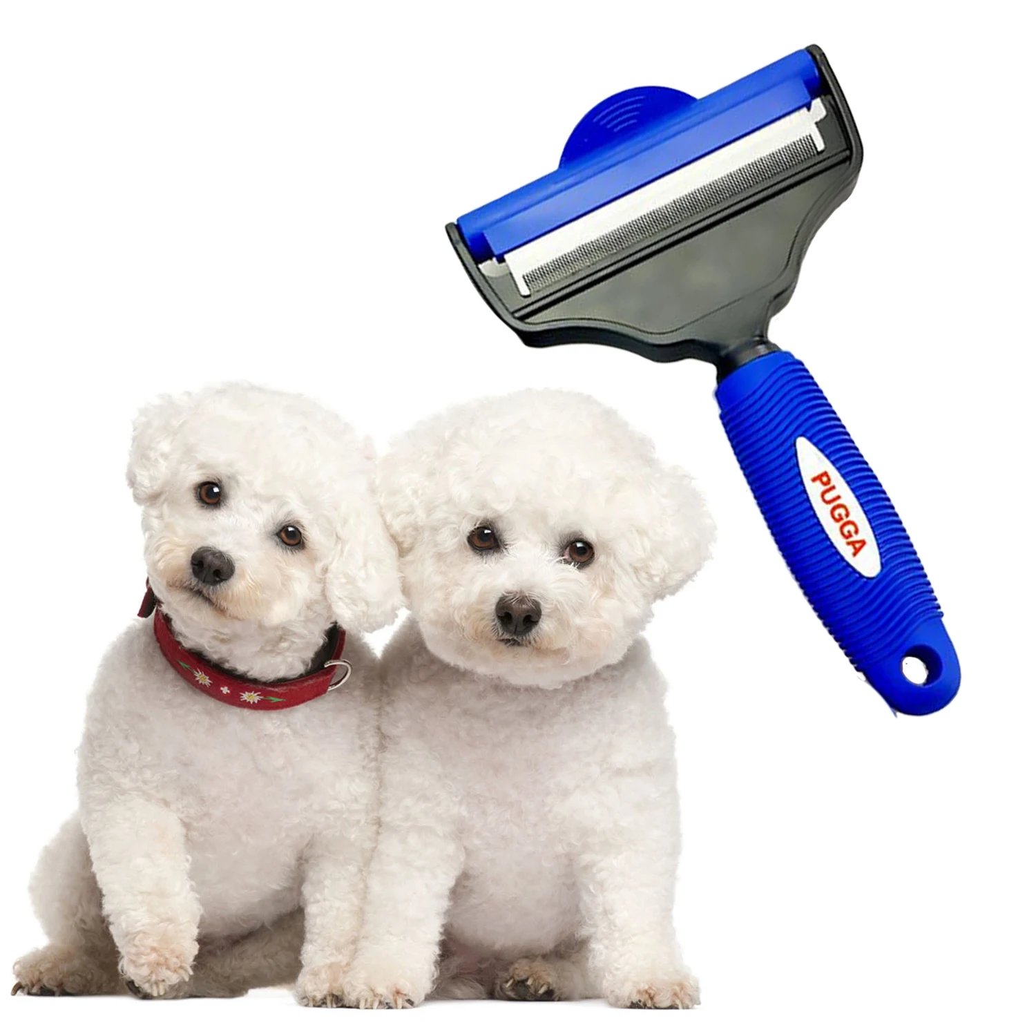 

Behogar Dual Sides Pet Grooming Undercoat Rake Combs Tools Cat Dog Slicker Brush for Short Long Haired Dogs Cats Size L Blue
