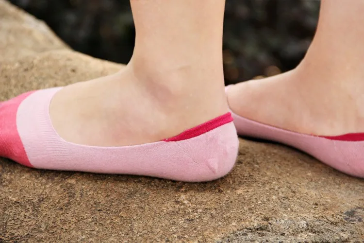 10 штук = 5 пар, новые MS подошвой; сезон лето; Носки женские ярких цветов Силиконовые противоскользящие носки-невидимки из хлопка Носки японский