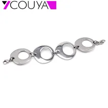 Новые дизайнерские модные Нержавеющая сталь Серебряный Большой Круглый Круг Ссылка Панк Браслеты для Для женщин браслеты дружбы специальные