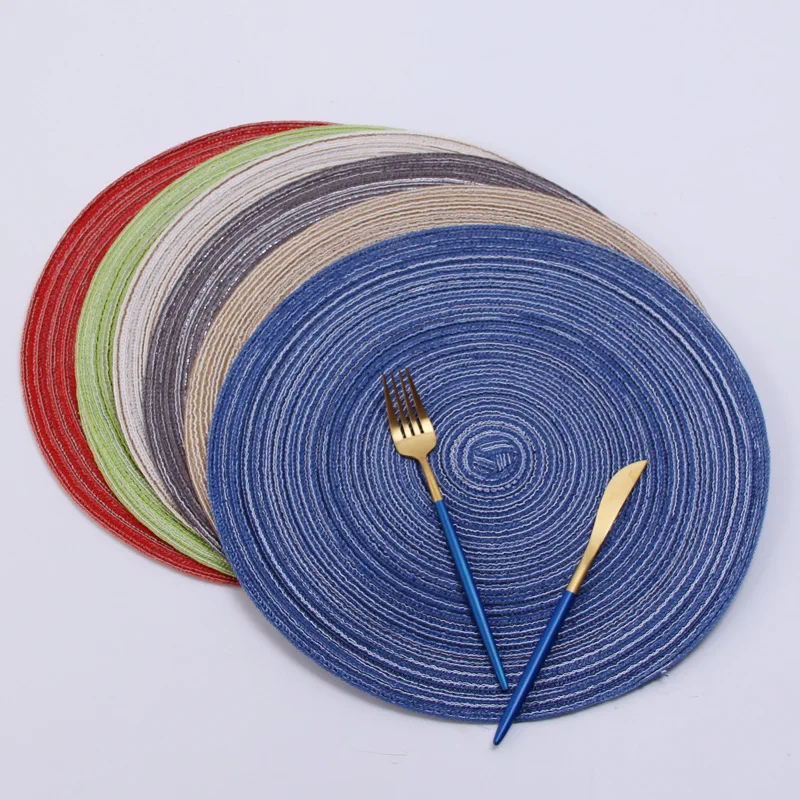 

Round Placemats, Insulation Braided Edge Round Table Mats for Dining/Kitchen Table Placemats,Mats Linen Insulation,36cm/18cm