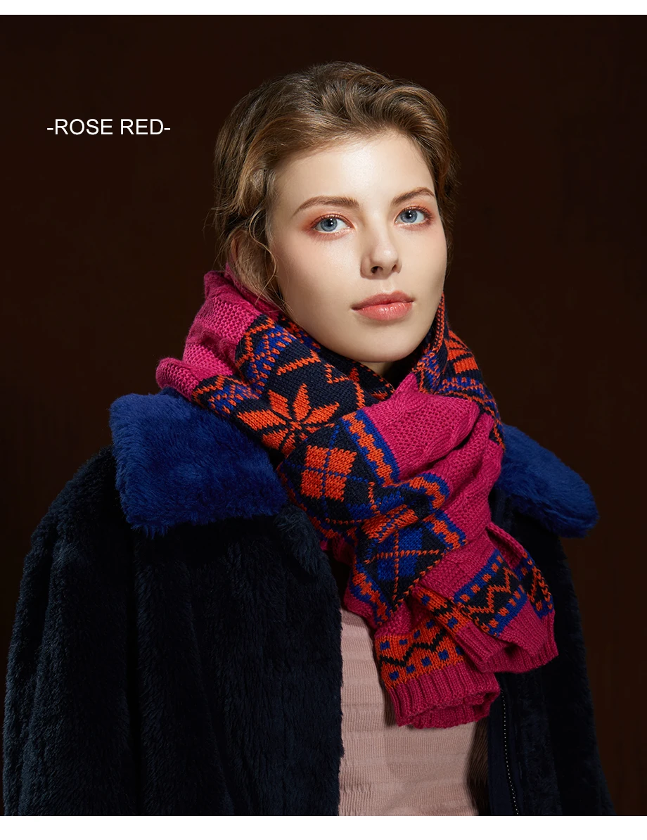 Winter Women Scarf 2019 New Bohemian Style Wool Knit Thick Scarves Female Flower Shawls Warmer Women's Scarves Warm Ladies Scarf (8)