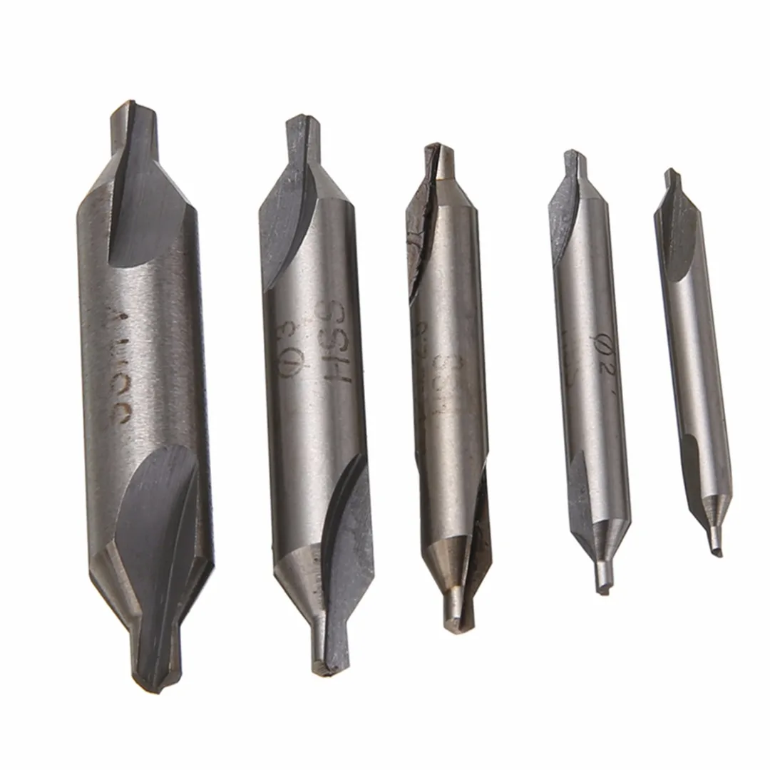 5pcs HSS Combined Center Drills Bits Set 60 Degree Angle Countersink Tool Kit 1.5-4mm