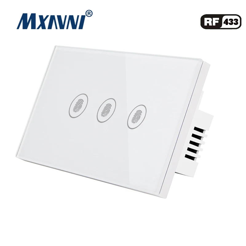 

MXAVNI US Standard Remote Control Switch 3 Gang 1 Way ,RF433 Smart Wall Switch, Wireless remote control touch light switc