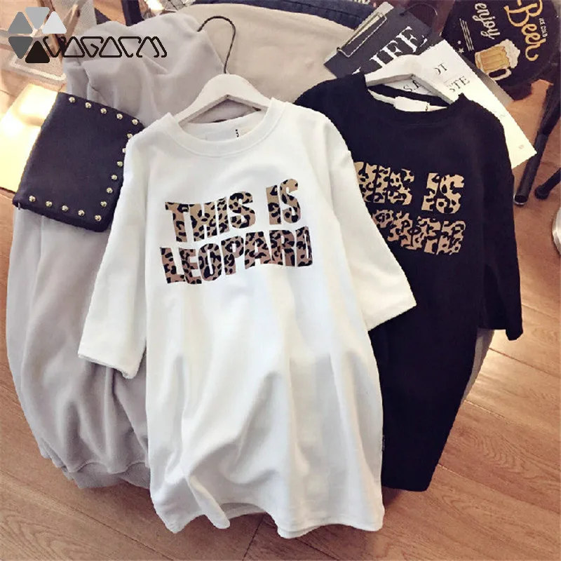 

Leopard Print Dress Women Plus Size Dresses Short Sleeve Black White Dresses Casual Mini Fashion Loose Summer Dress Leopard 2019