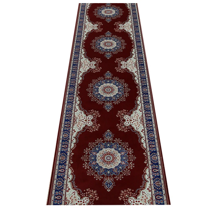 Customize Red Persian Hallway Carpet Pastoral Rugs Corridor Floor Mat wedding Aisle Stairs Anti-slip Kitchen Door Mat Blanket