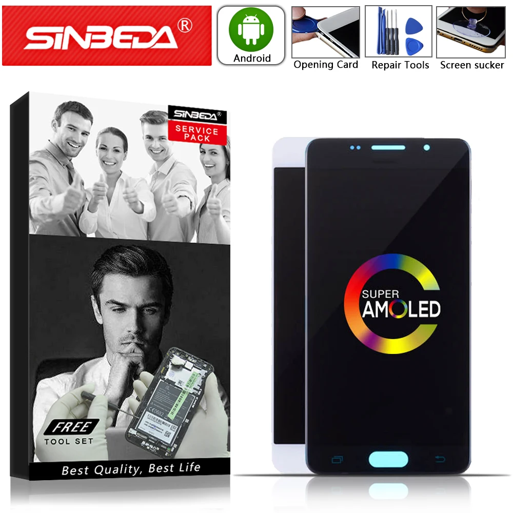 AMOLED 5 2 &quotдля samsung Galaxy A5 2016 A510 ЖК-дисплей сенсорный экран дигитайзер для A510F A510M