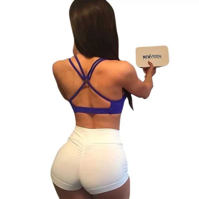 Женские шорты с высокой талией и рюшами на спине для занятий спортом - Цвет: Белый