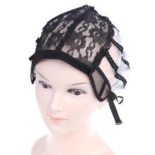 1 шт. кружевной парик крышка для изготовления париков с регулируемым ремешком на спине плетение крышки бесклеевой парик крышка s сетка для волос