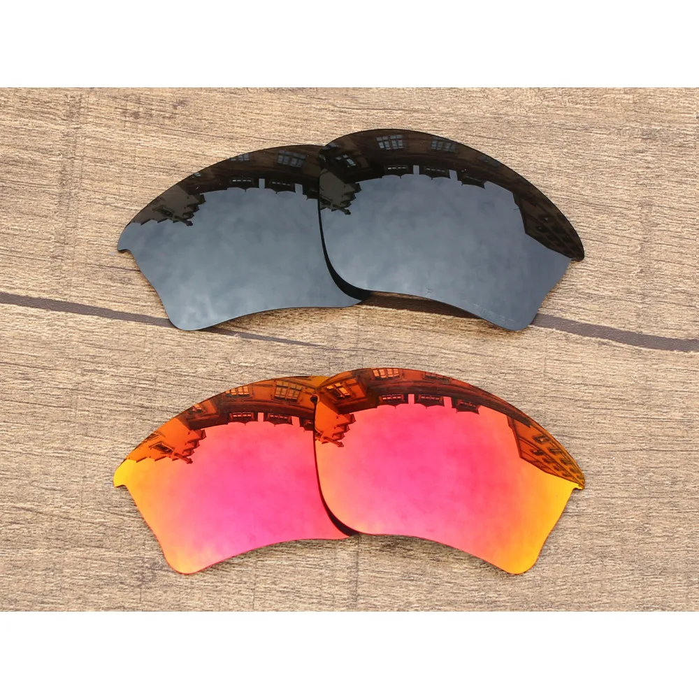 

Vonxyz 2 Pairs Stealth Black & Ruby Mirror Polarized Replacement Lenses for-Oakley Half Jacket XLJ Frame