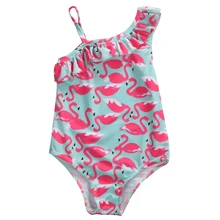 Lovely Children Girl Summer Swimsuit Toddler Kid Baby Cute Swan Ruffles One Pieces Bodysuit Swimwear Beach Bathing Suit 2017