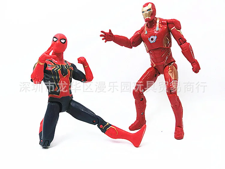 Avengers 3 Infinity War Thanos Iron Spider Figure Spiderman Hulk Black Panther Iron Man Action Figure Toys For Children 16-18CM