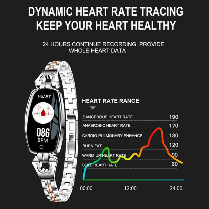 H8 смарт-браслет Для женщин устройство для отслеживания сердцебиения во время сна монитор умные часы с определением группы крови, измеряет