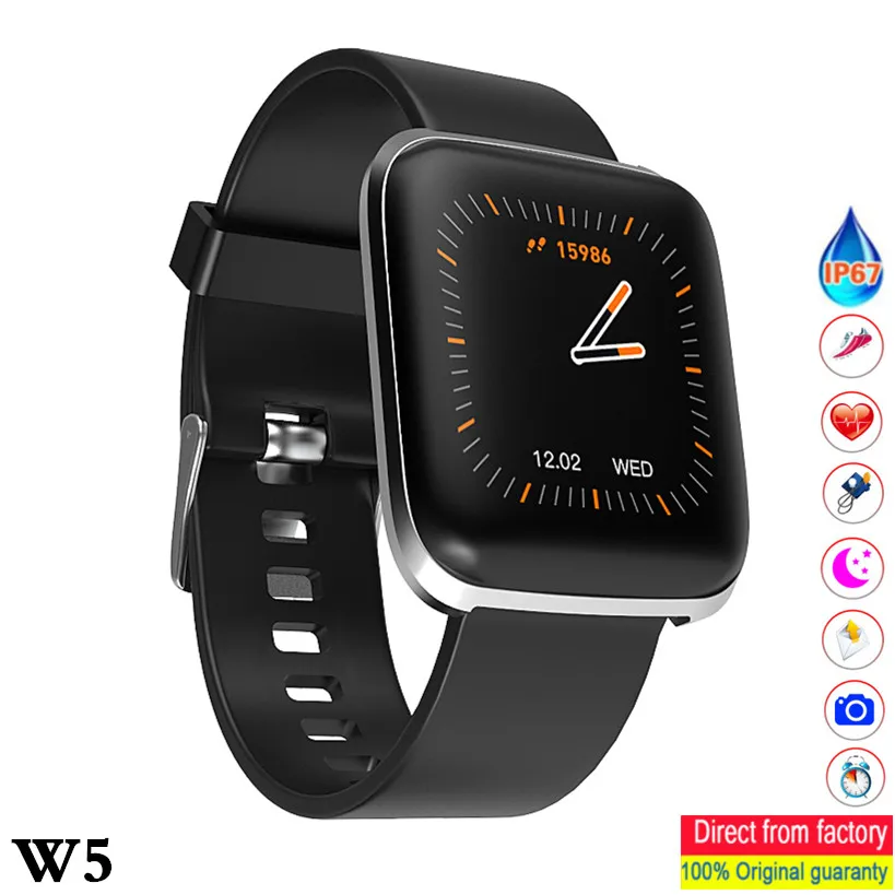 

Smart watch W5 Fitness tracker heart rate blood Pressure Monitor Alarm Clock Weather Forecast Waterproof Sports Watches pk B57
