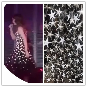 

New design S-7413 good quality embroidered tulle lace fabric with sequins african lace fabric