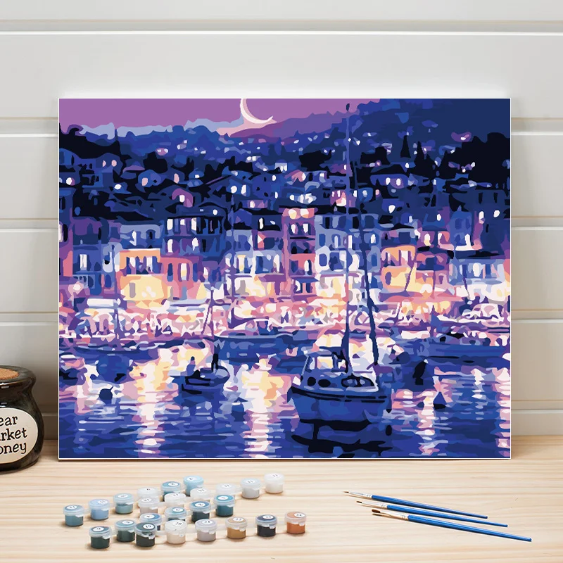 

Canvas Oil Painting Pictures By Numbers Landscape Country Paint Acrylics Digital Module Coloring Crafts Arts For Adults 40x50cm