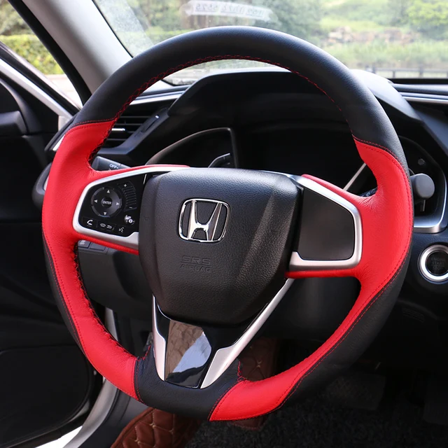 Lsrtw2017 Car Styling Cowl Leather Steering Wheel Cover For Honda Civic