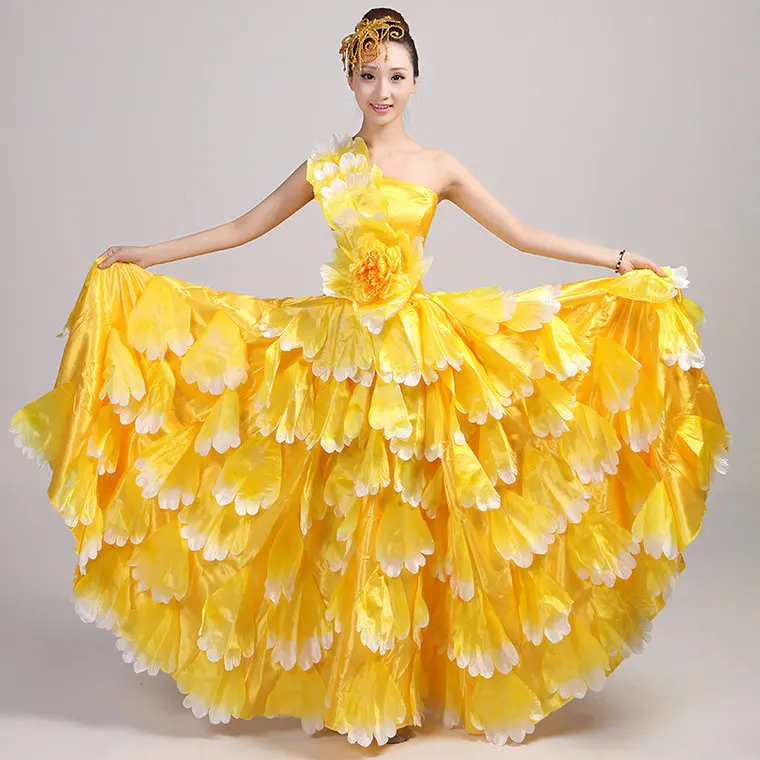 Новинка Испания открытие танцевальный костюм женский большой пион лепесток платье