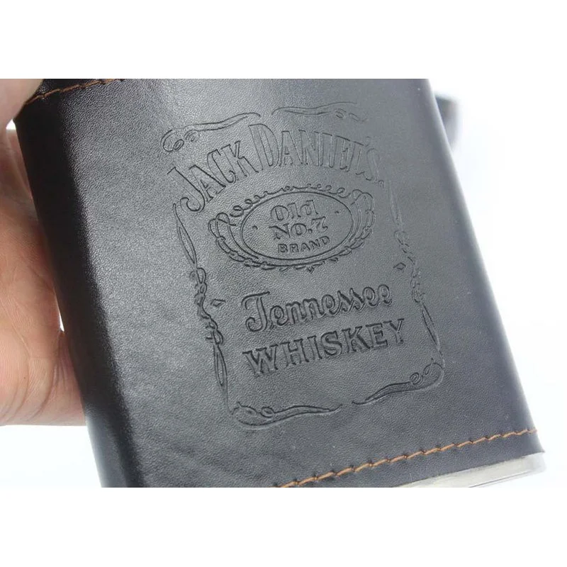 Portable 7oz Stainless Steel Hip Flask With Leather Funnel Drinking Cup as Gift Whiskey Honest Flask for Whiskey  Liquor Wine (1)