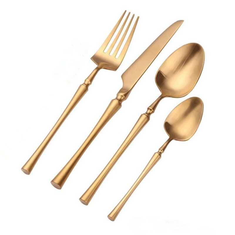 

KuBac HoMmi Stainless Steel Cutlery Set Matte Gold Dinnerware Set Western Cutlery Tableware Dinnerware Gift Drop shipping