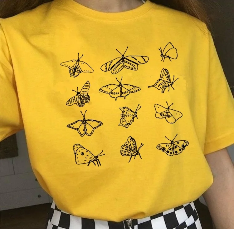 

kuakuayu HJN Butterfly T-shirt, Butterfly Shirt, Vintage T-shirt, Aesthetic, Graphic Tee Womens Graphic Tee