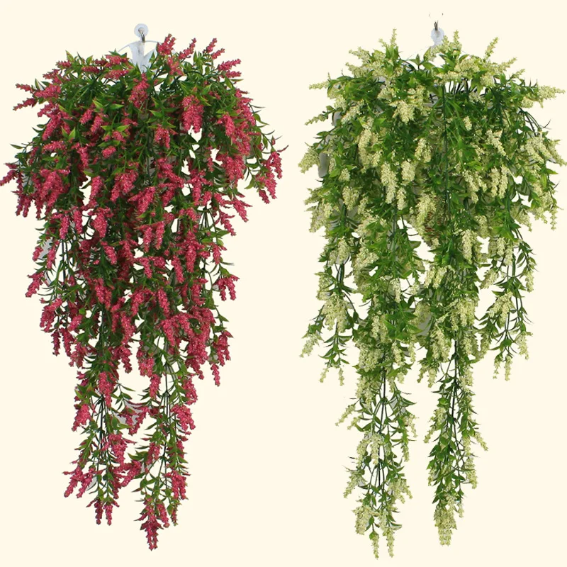 

Simulation lavender decorative flower rattan basket flower of bracketplant of the green plant vines hanging wall flowers