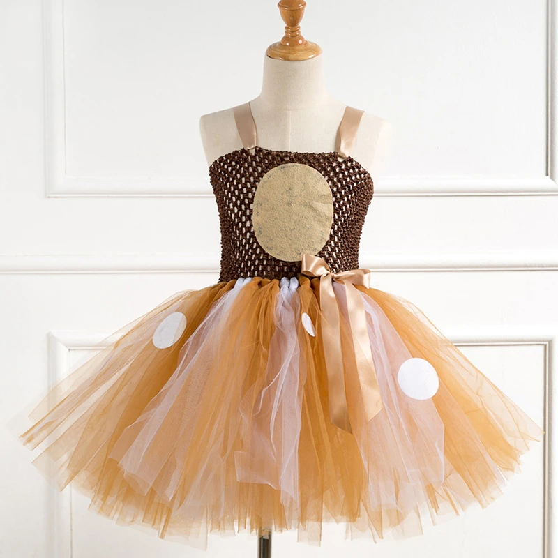 Fawn Bambi Sika Deer Tutu Dress Halloween Costume For Baby Girls Kids Birthday Party Dress Children Cosplay Animal Sika Deer