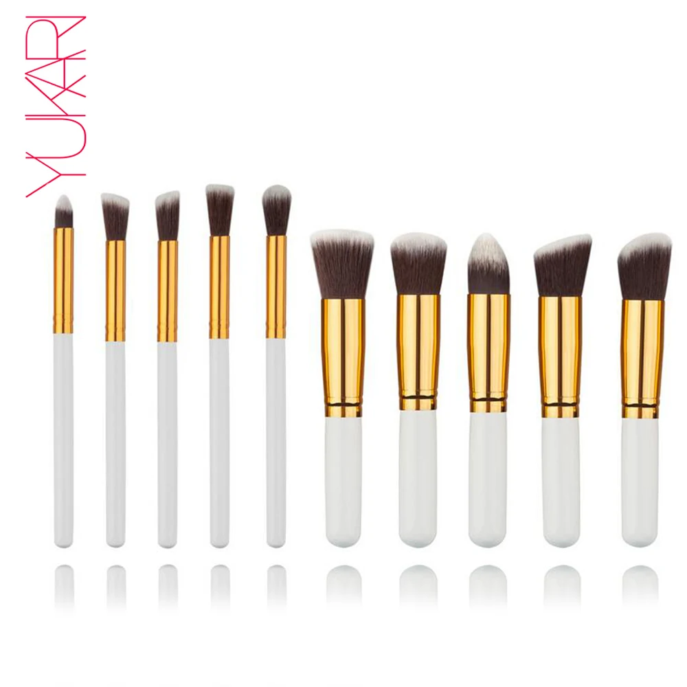 

YUKARI 10PCS WOOL Makeup Brush Set kwasten Make Up Beauty Blush Foundation Contour Powder Cosmetics eye lips make up Brush