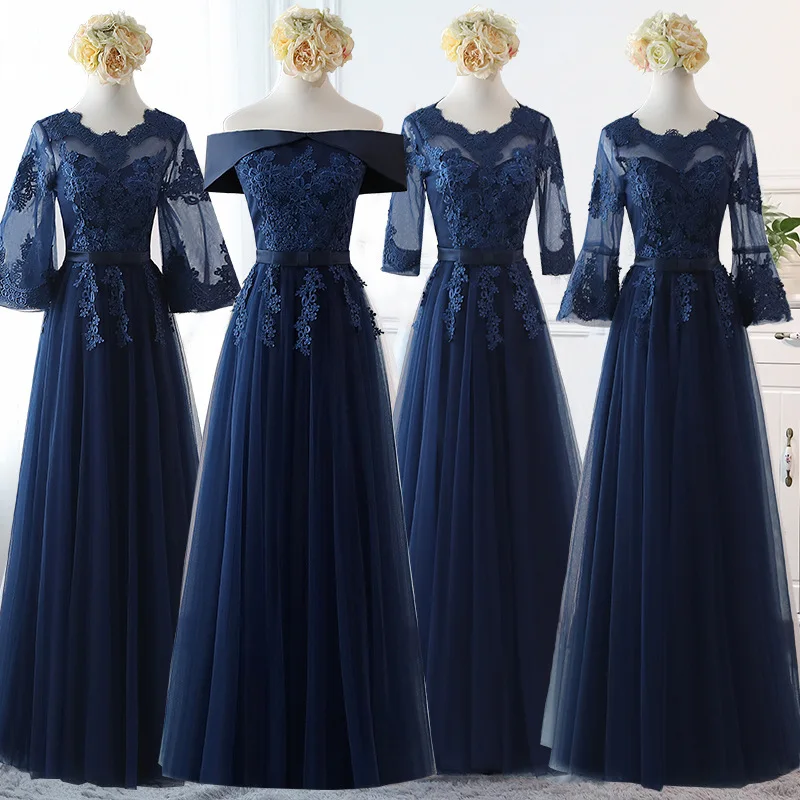 

Tulle Applique Navy Blue Wedding Guest Dress For Wedding Party Bridesmaid Dresses Long Elegant Dress Women For Wedding Party