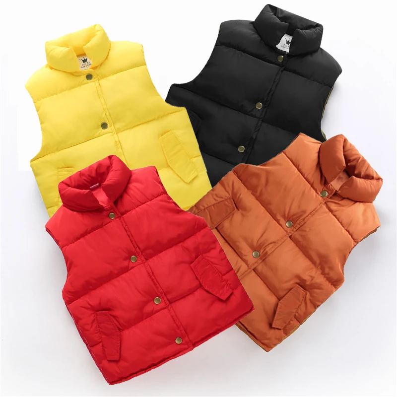 

New children's winter thickening warm outdoor sleeveless jacket. Boy girl vest. kids tops