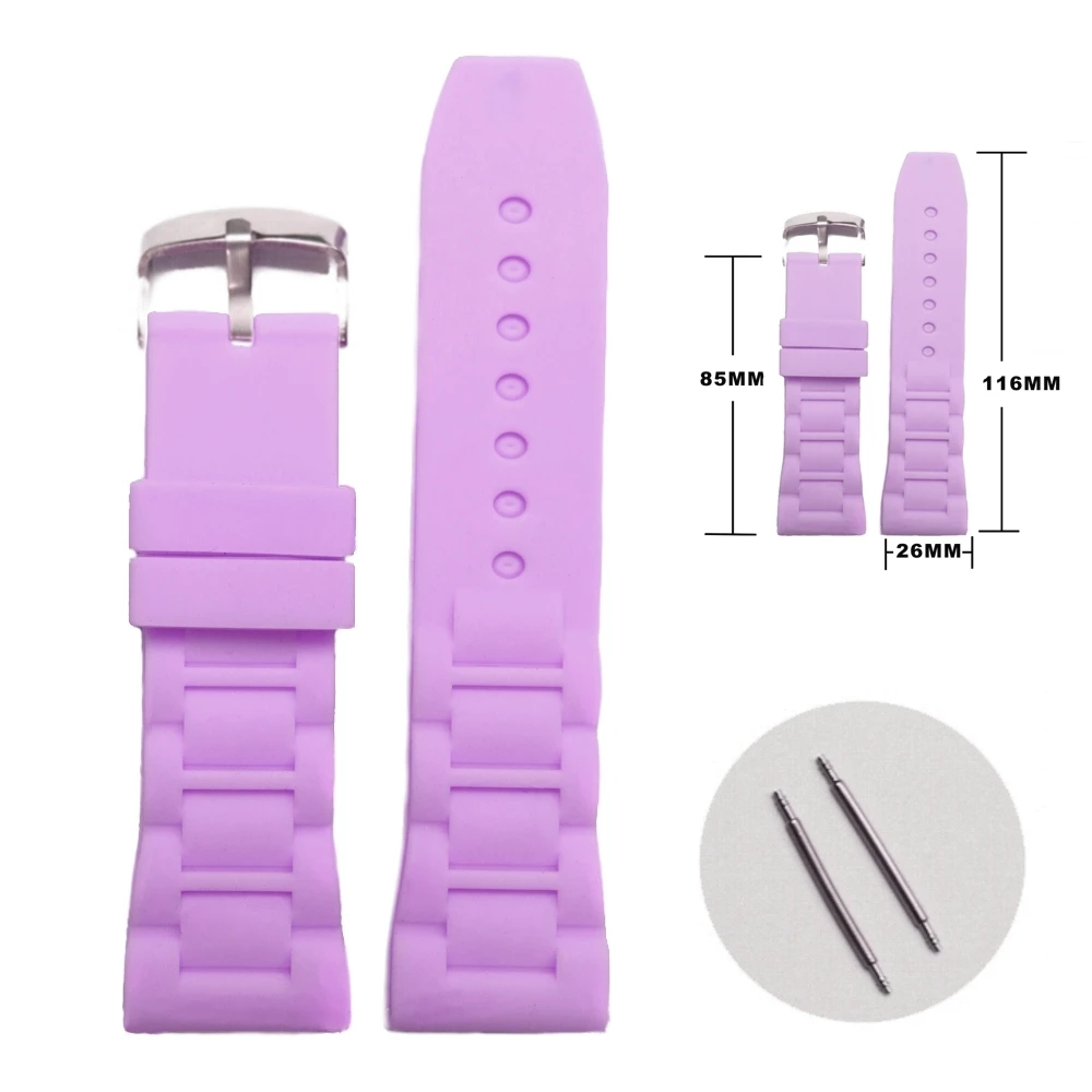 26mm Pretty Mauve Silicone Jelly Rubber Ladies Watch Band Straps WB1059M26JBin Watchbands from