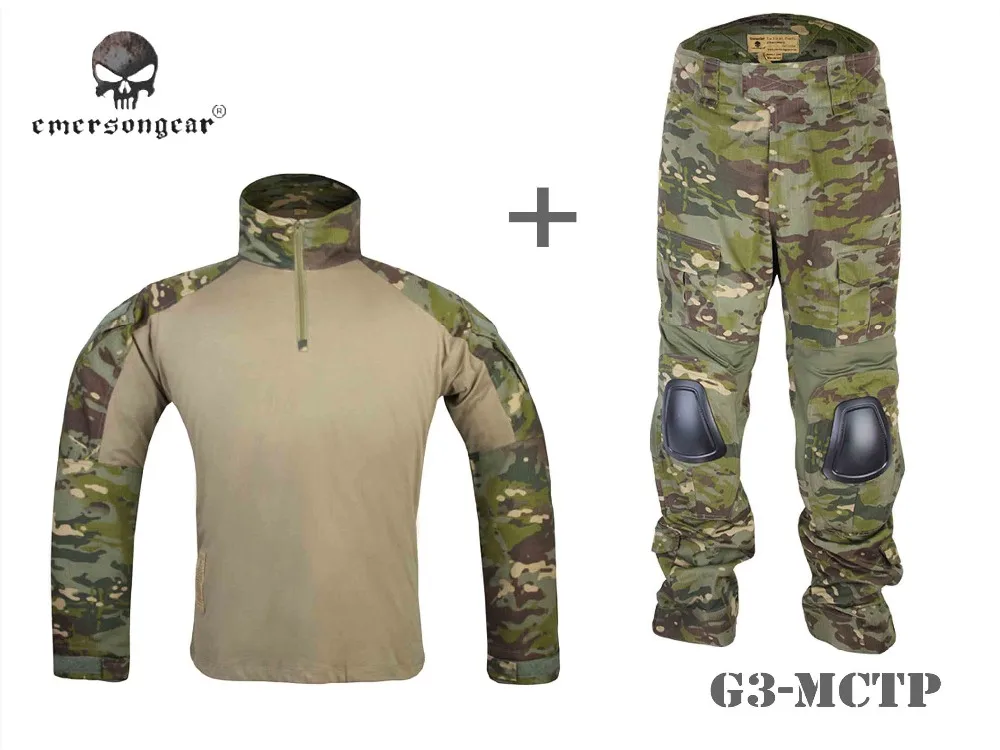 

Airsoft BDU Gen3 Combat Uniform EMERSON Tactical Shirt & Pants Knee Pads Multicam Tropic EM9280 EM9281