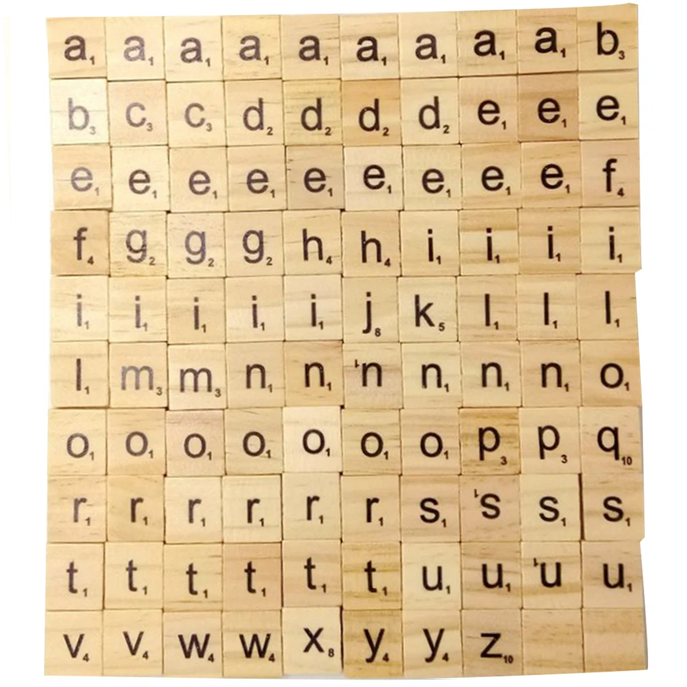 

100Pcs Scrabble Scrapbooking Word Handcraft Number Alphabet Tile Name Tage Complete Wooden Letter Set