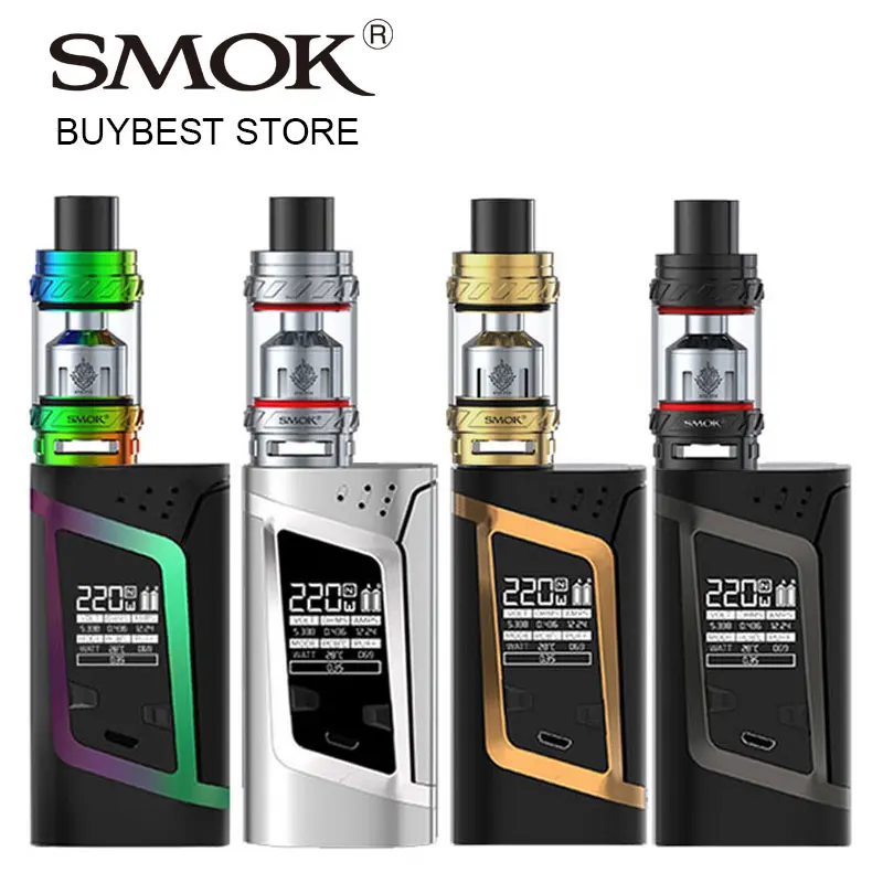 

Original Smok Vape Kit with Alien 220W BOX MOD & SMOK TFV12 Tank 6ml Atomizer with V12-T12 Coil Electronic Cigarette Vapor Kit