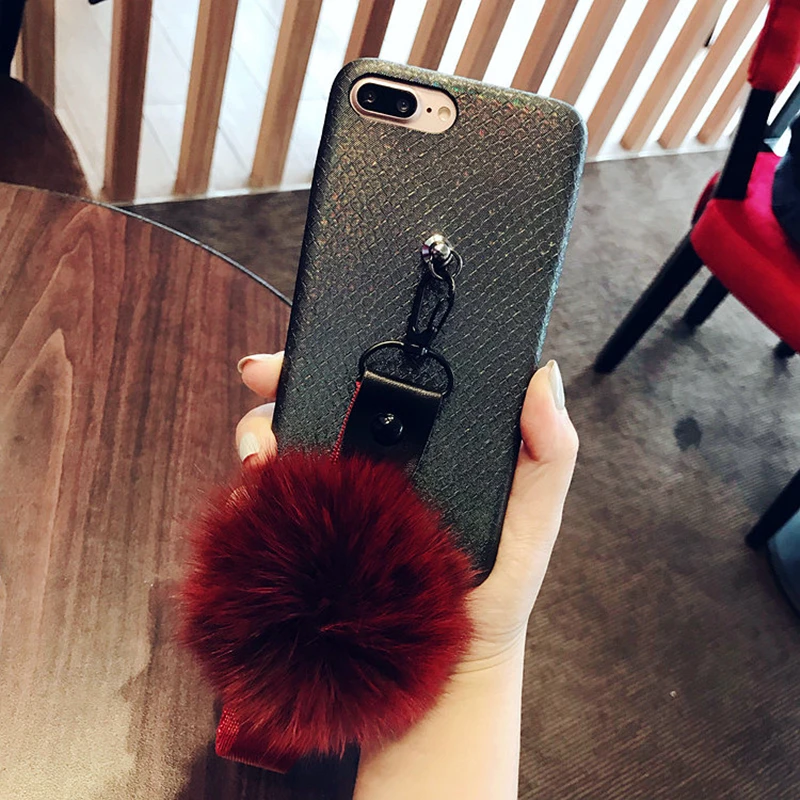 Aoweziic South Korean mobile phone shell with 6S For iPhoneX XS Plush winter lanyard 7plus soft woman I8 personality fashionista