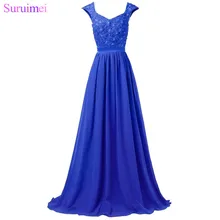 Королевское синее платье подружки невесты, шифоновое платье с короткими рукавами и аппликацией, корсет, длинное фиолетовое, серебряное, серое платье невесты