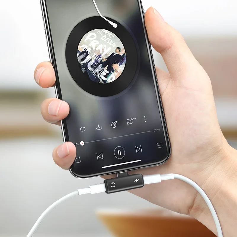 

Adapter For iPhone XS Max XR 7 8 Plus One-To-Two Prot Portable Adapter For Lightning Charging Earphone Music Adapter