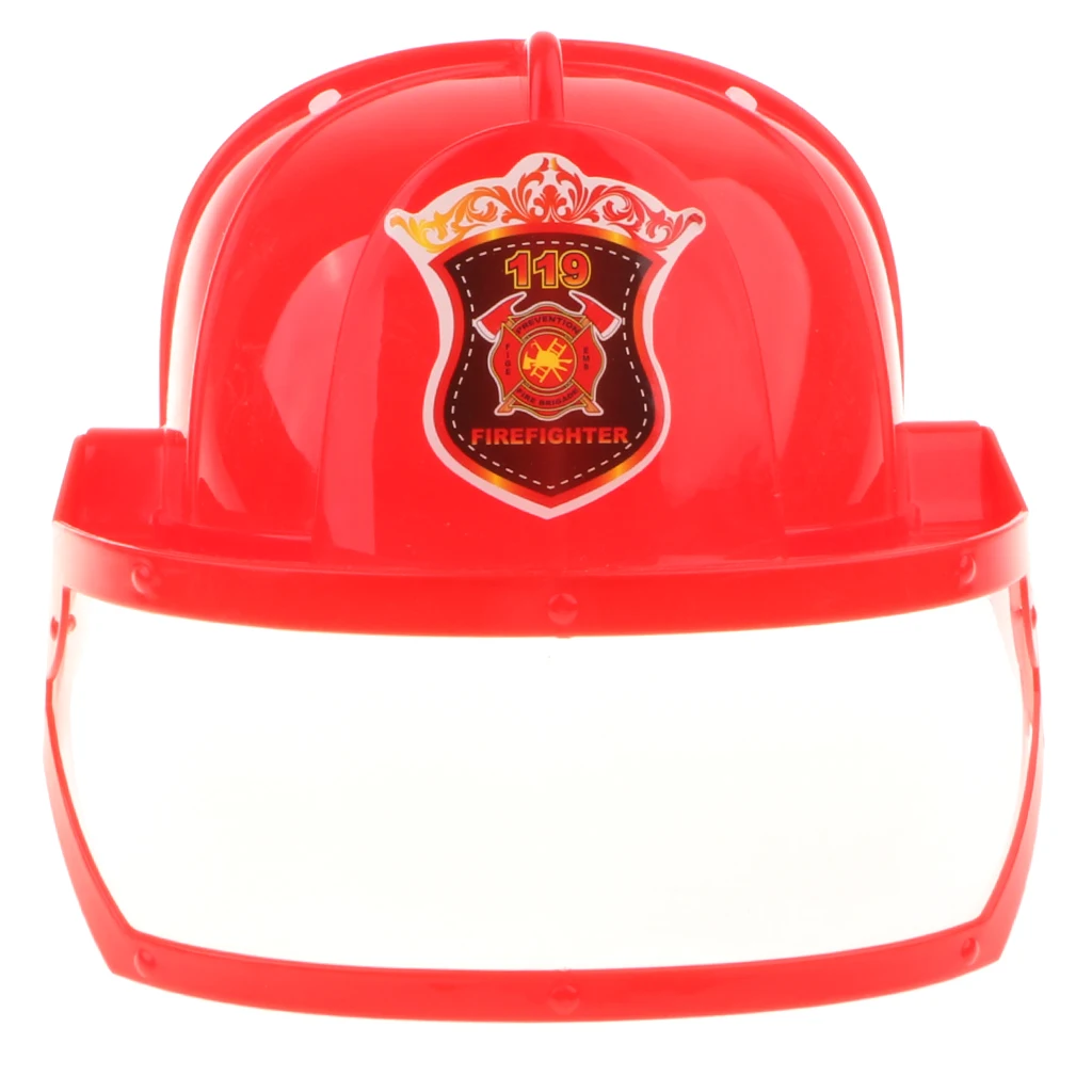 Children Fire Chief Role Play Costume Halloween Cosplay Helmet Set 5 Pieces for Dress Up Accessories
