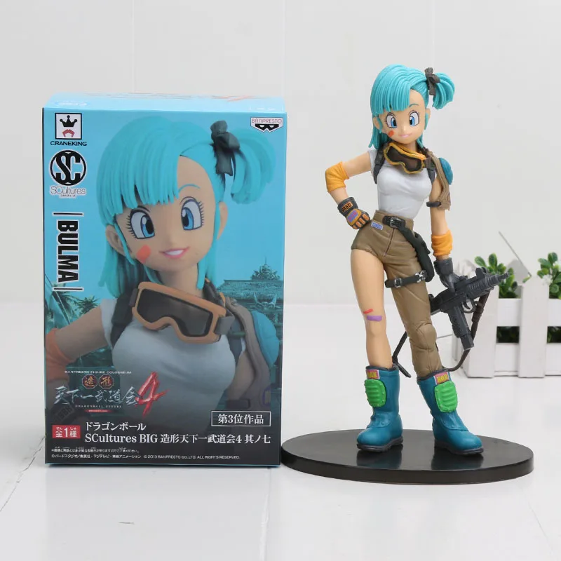 Аниме Dragon Ball Z launch Lunch Bulma Scultures BIG Zoukei Tenkaichi Budoukai ПВХ Фигурки Коллекционная модель игрушки куклы - Цвет: Blue hair with box