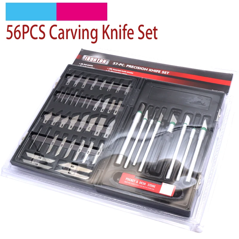 

56pcs Paper Cutting Knife Carving Pen Plastic Cutter Sculpture Scalpel Knives CellPhone Notebook EVA Model DIY Hand Tools Set